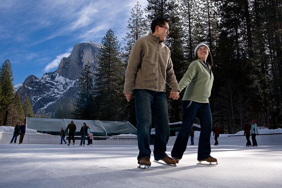 Curry Village Ice Skating Rink skaters