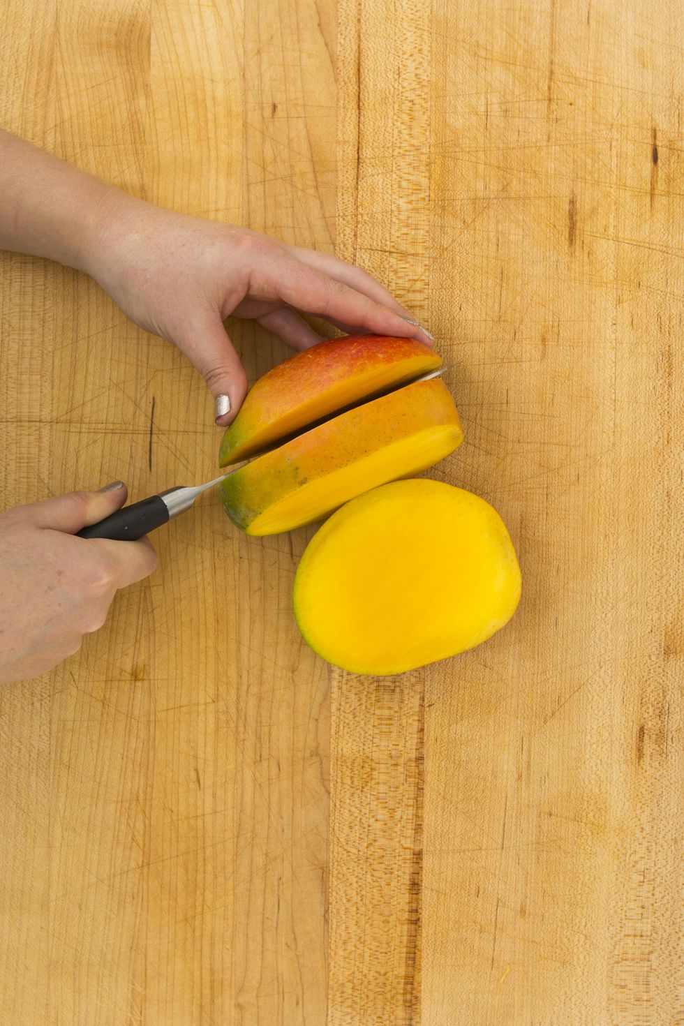 cutting up a mango