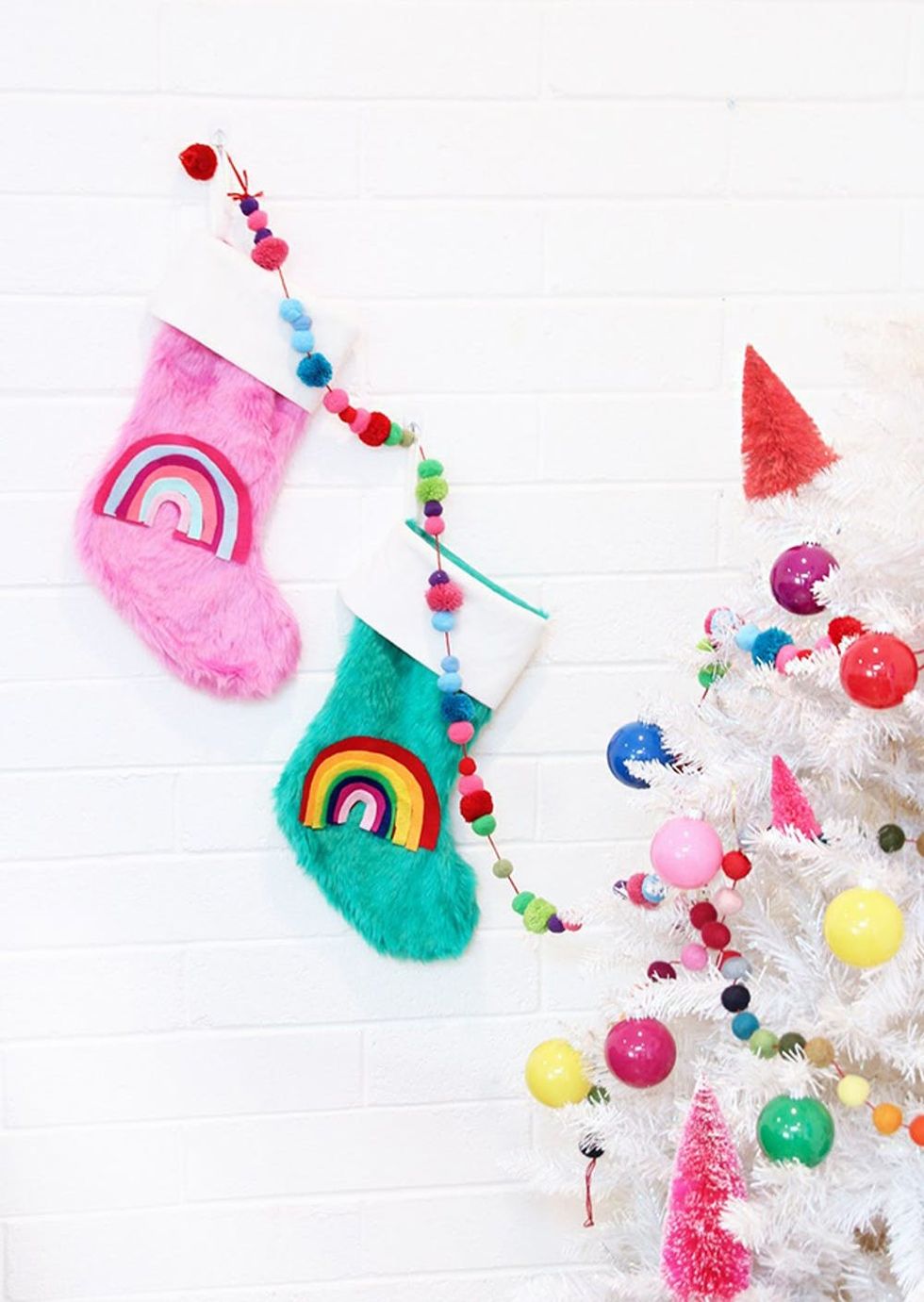 DIY Rainbow Christmas Stockings