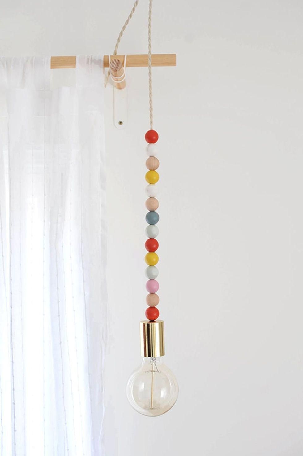 DIY Wooden Bead Pendant Light