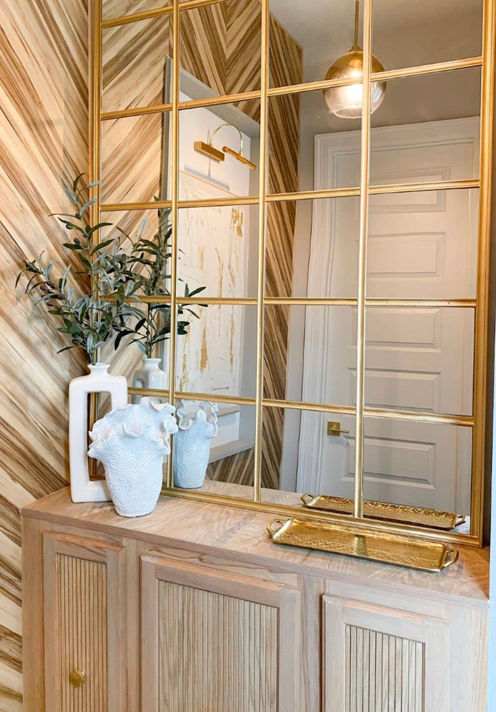 Easy Paneled Gold Industrial Mirror