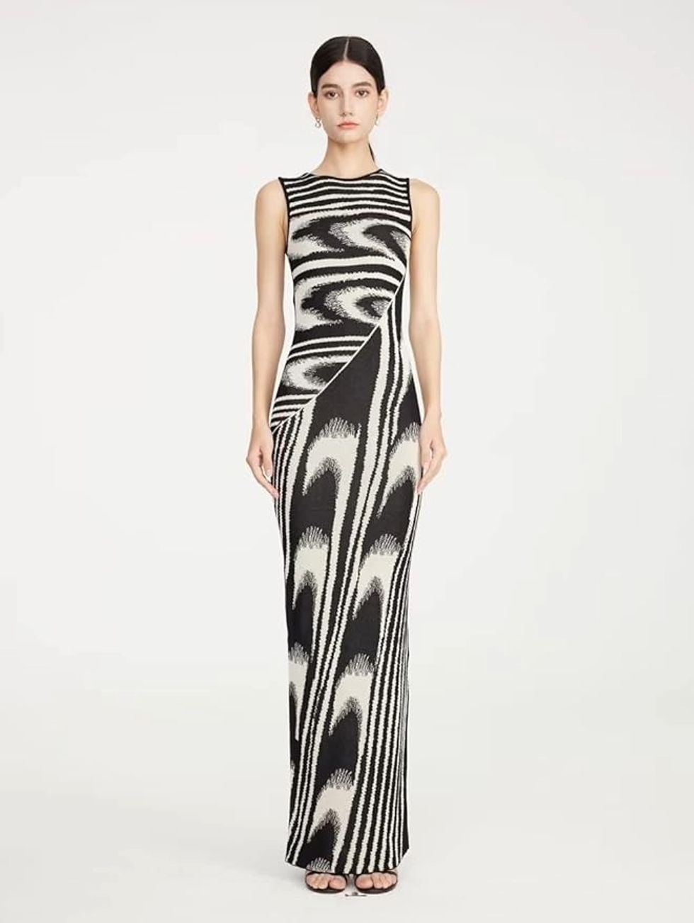 efvandoloe Summer Chic Abstract Knitted Long Dress