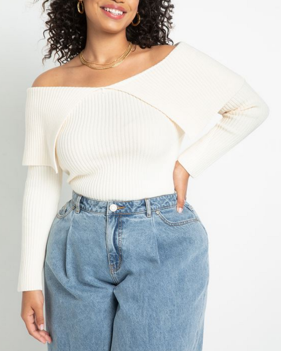 Eloquii Ribbed Off The Shoulder