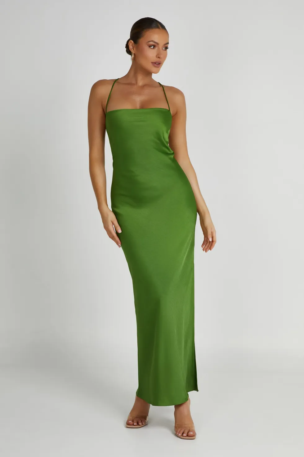 emerald slinky slip dress