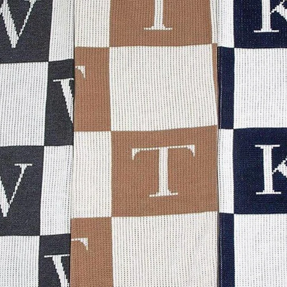 Etsy Initial Block Throw Blanket