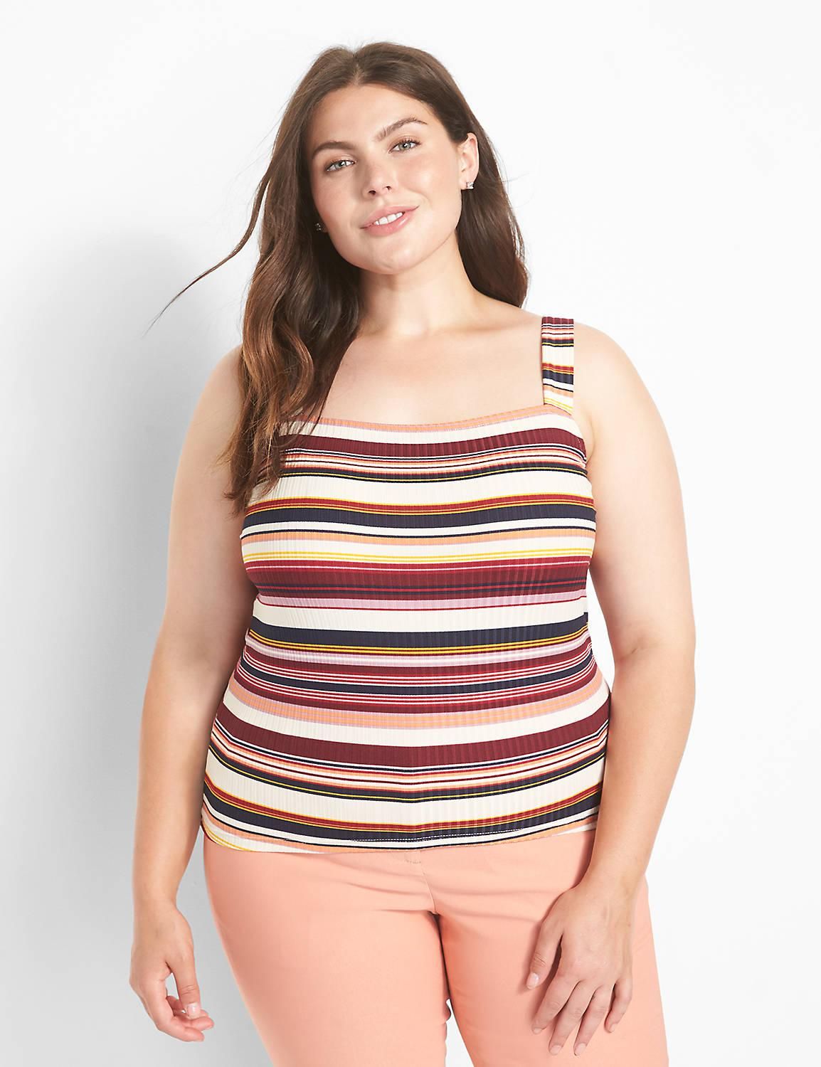 Classic Square-Neck Ribbed Crop Tank - Stripe