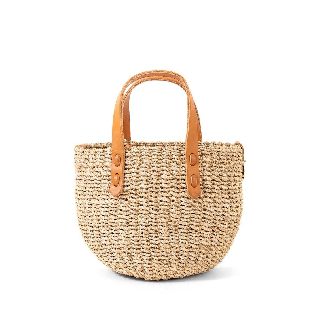 grey straw bag