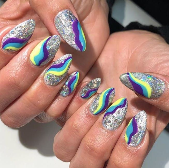 nail designs neon colors