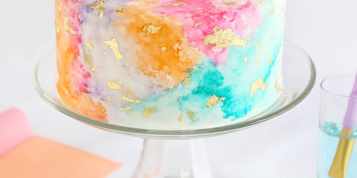 How To Make A Gilded Watercolor Cake That Will Majorly Impress Your Guests Brit Co