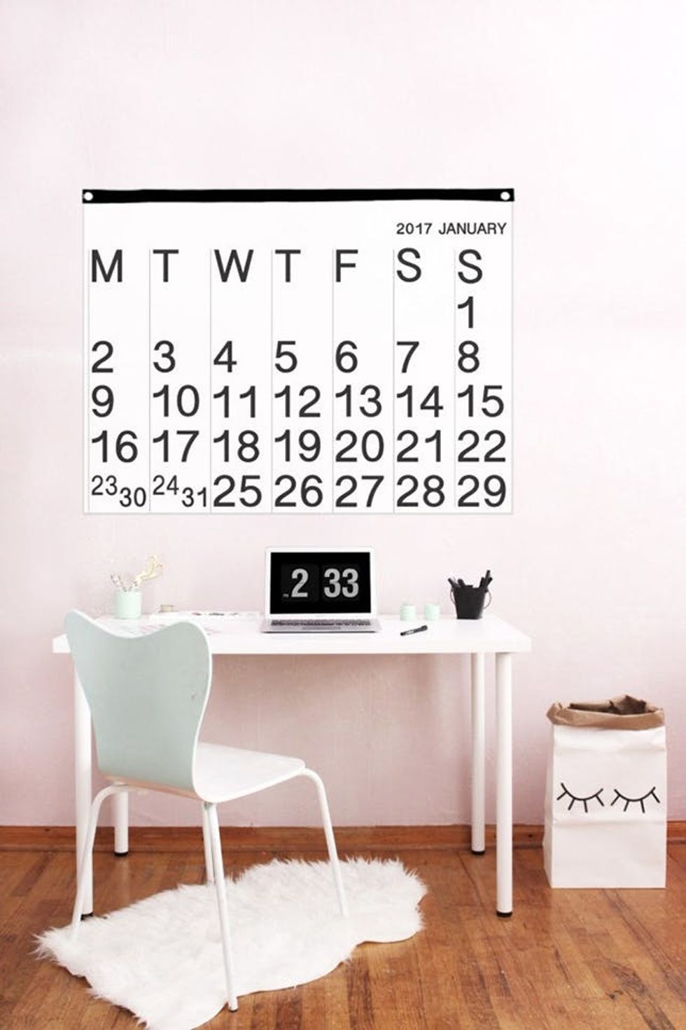 black and white DIY Printable Standing Calendar