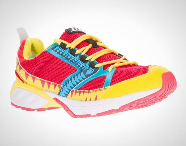 bright colored running shoes