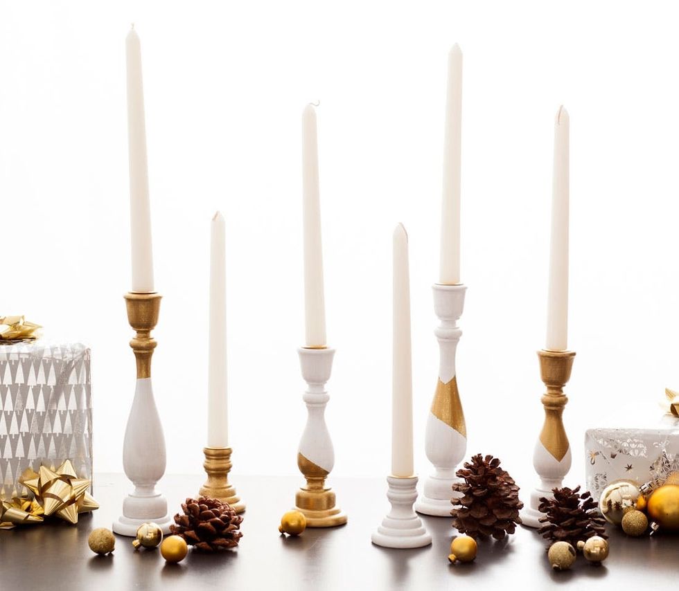 DIY White and Gold Candle Holders in Under an Hour - Brit + Co