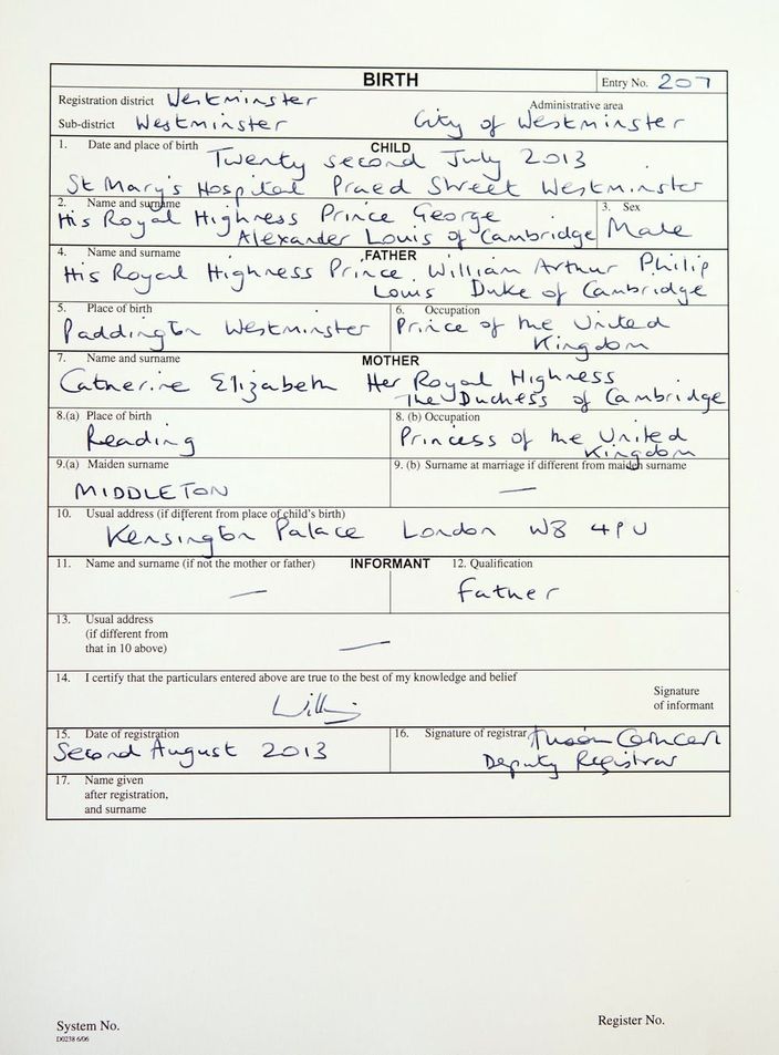 Prince Louis Birth Certificate Is Different From Prince George And Princess Charlotte S In This One Way Brit Co