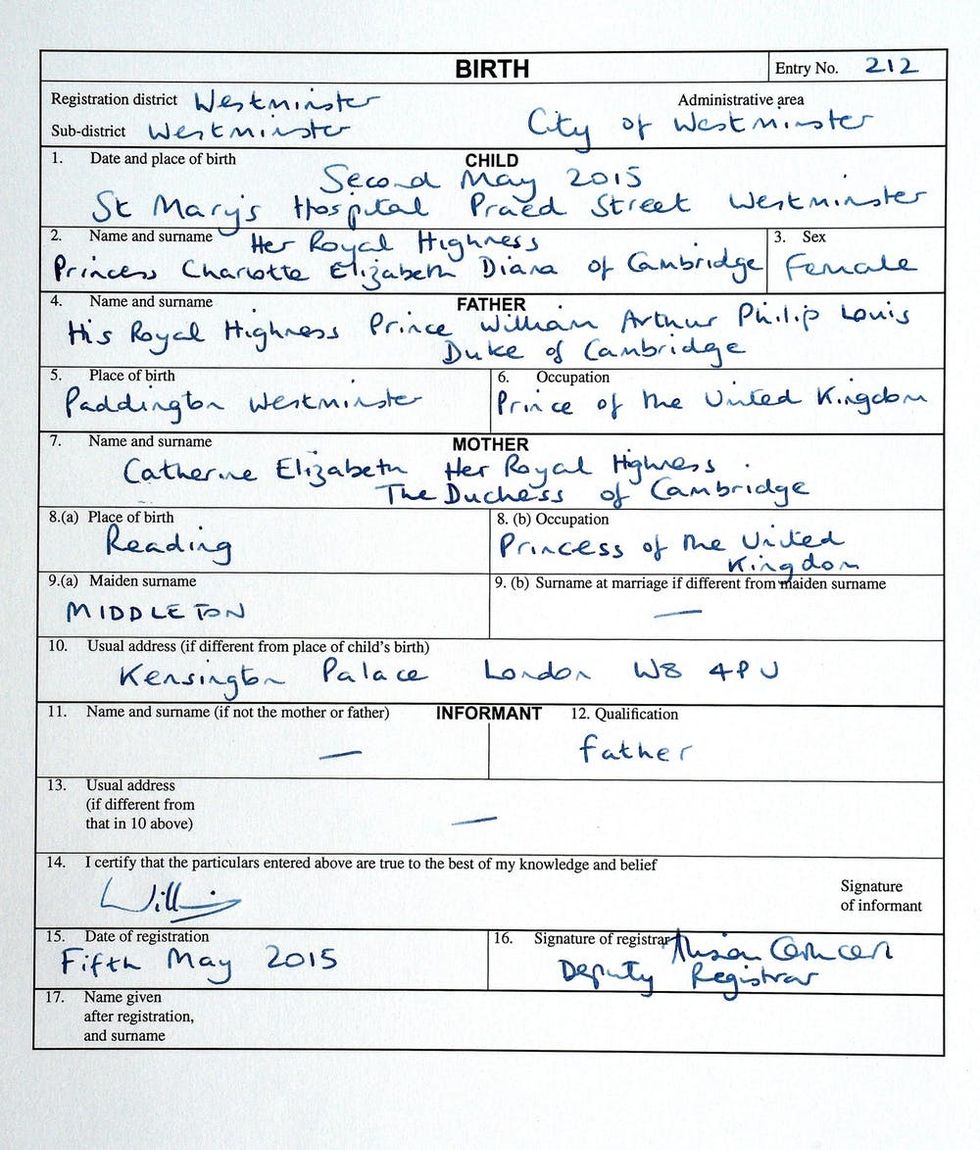 Prince Louis' Birth Certificate Is Different from Prince ...