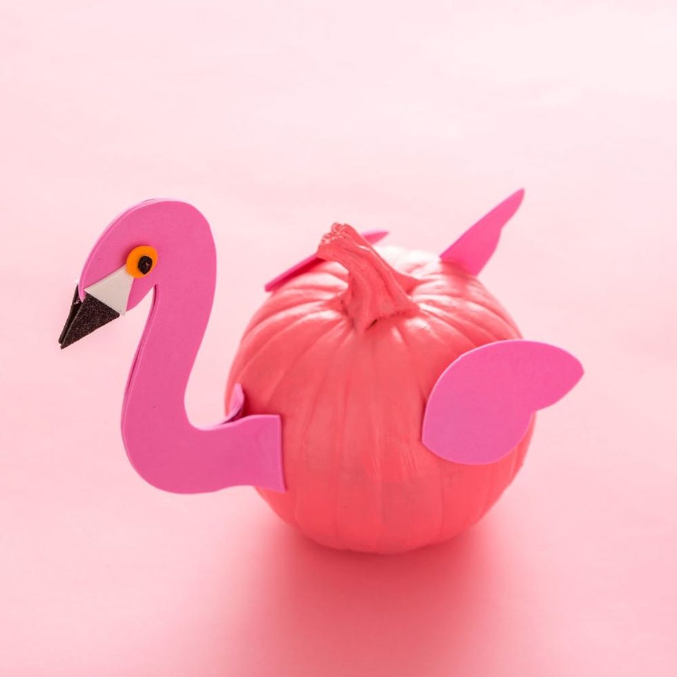 No-Carve Painted Flamingo Pumpkin