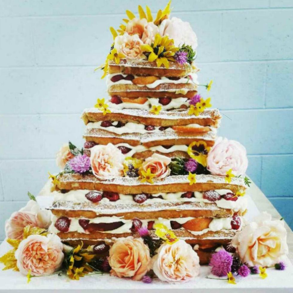 17 Wild Waffle Wedding Cakes That Make Us Want Waffle Cakes For Every Occasion Brit Co