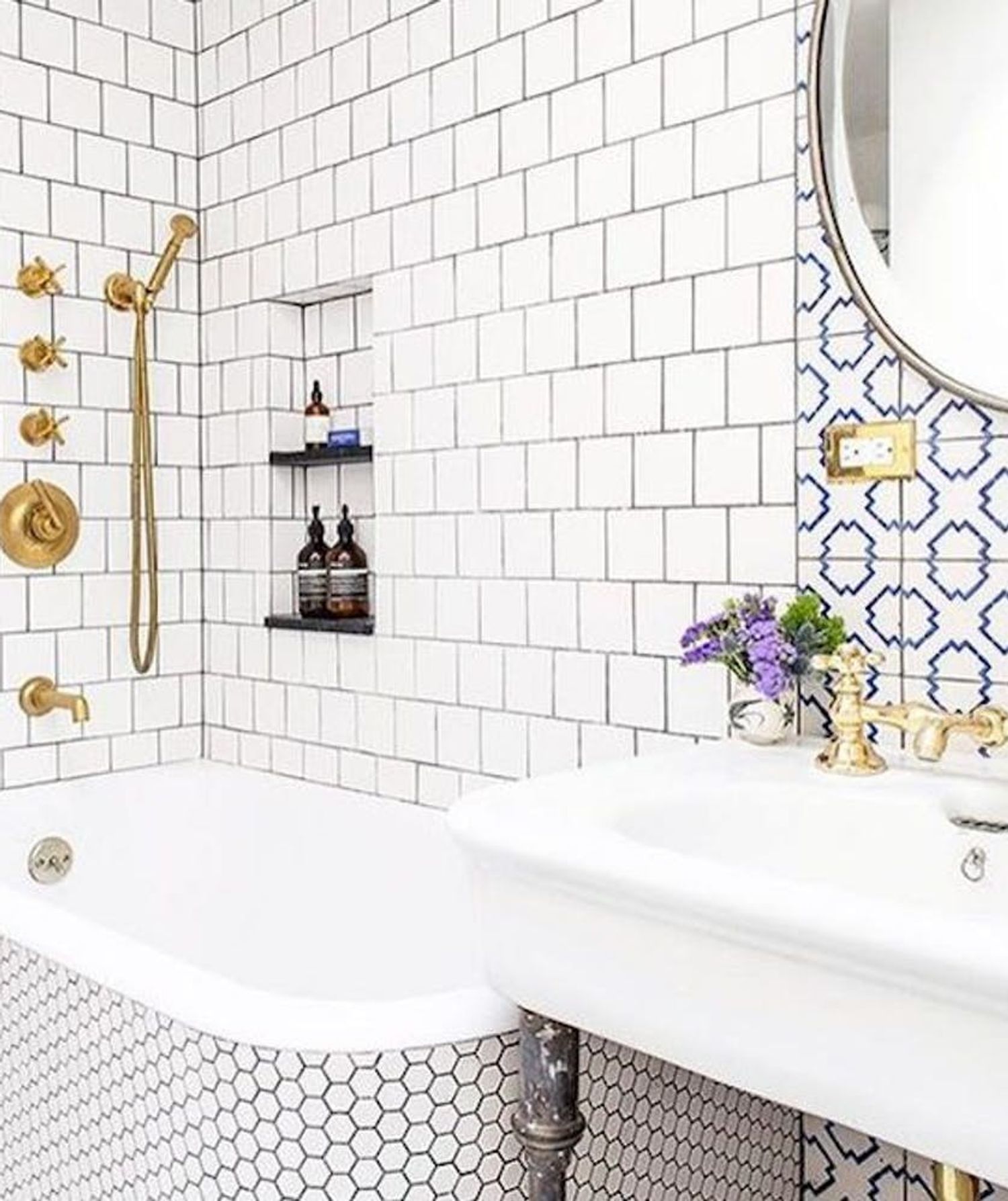 Freshen Up Your Bathroom in 2017 With This Mixed Tile Trend - Brit + Co