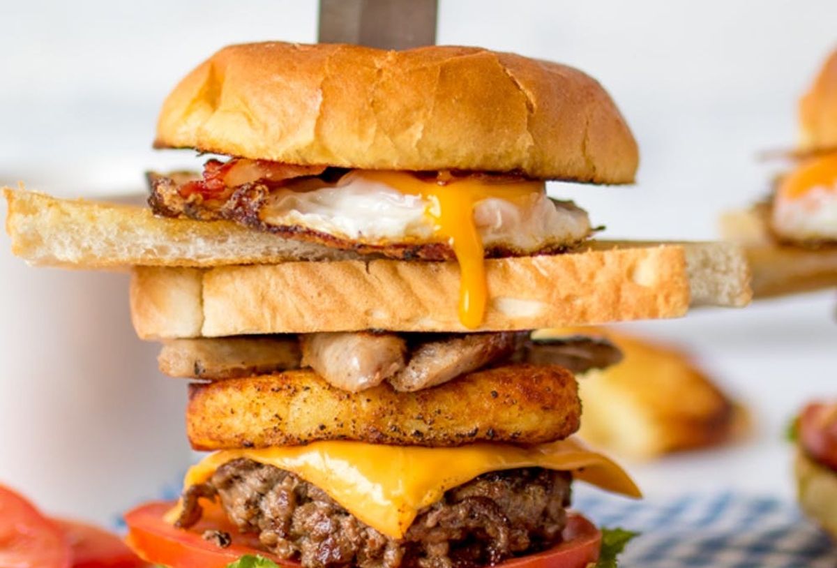 Make This Crazy Breakfast Burger for National Cheeseburger Day - Brit + Co