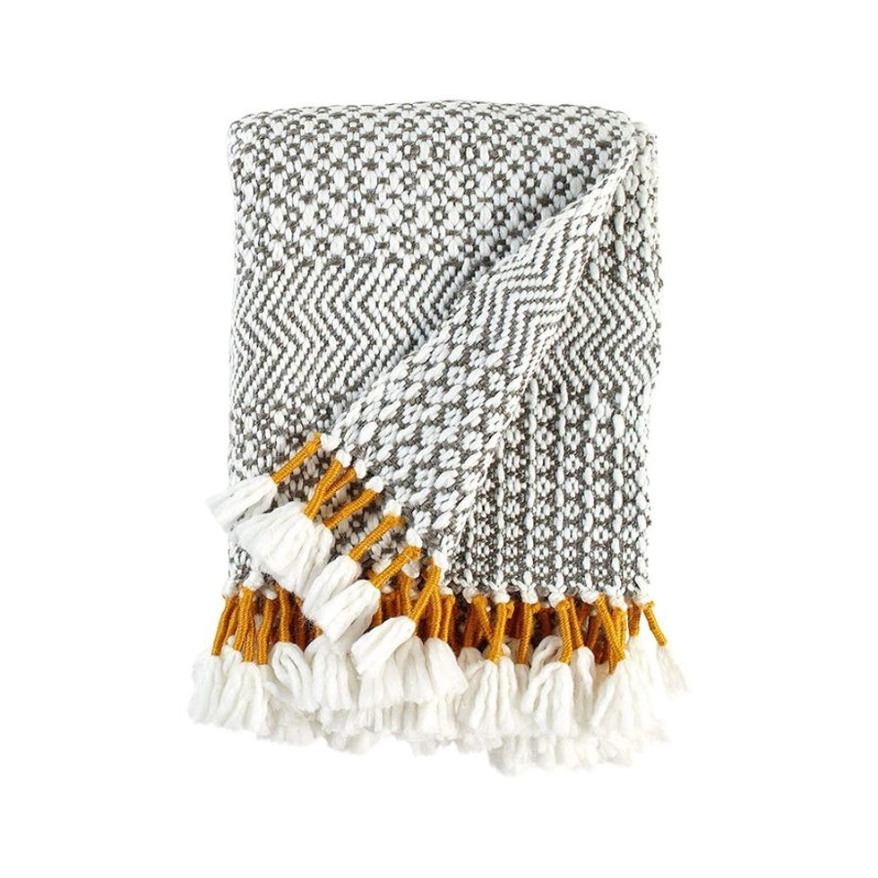 Hand-Woven Fringe Throw Blanket