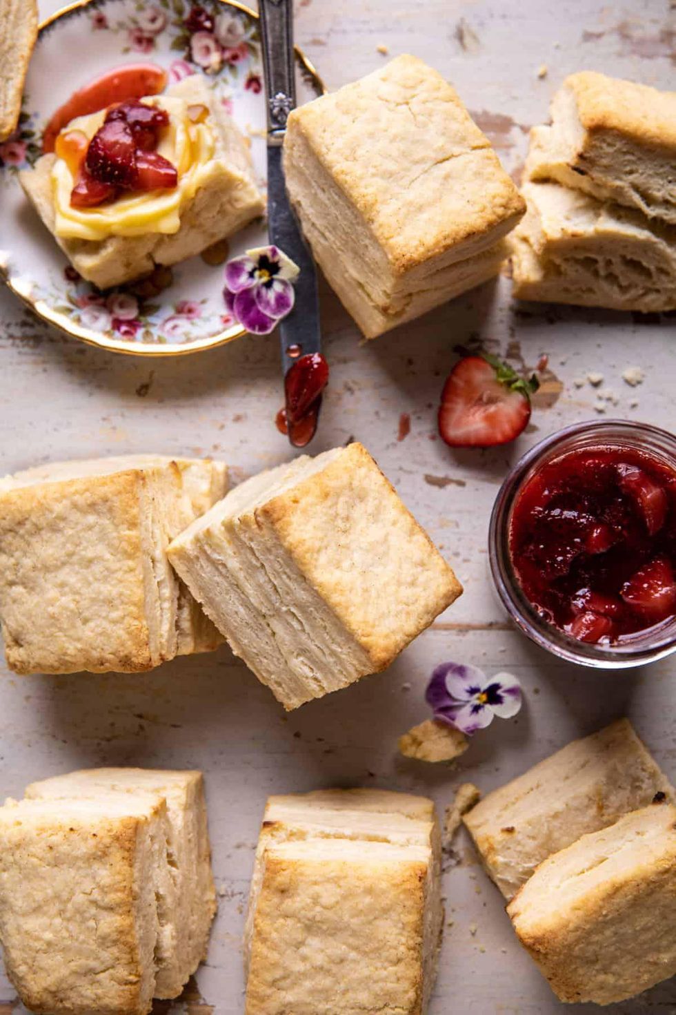 Flaky Southern Butter Biscuits with Strawberry Bourbon Jam