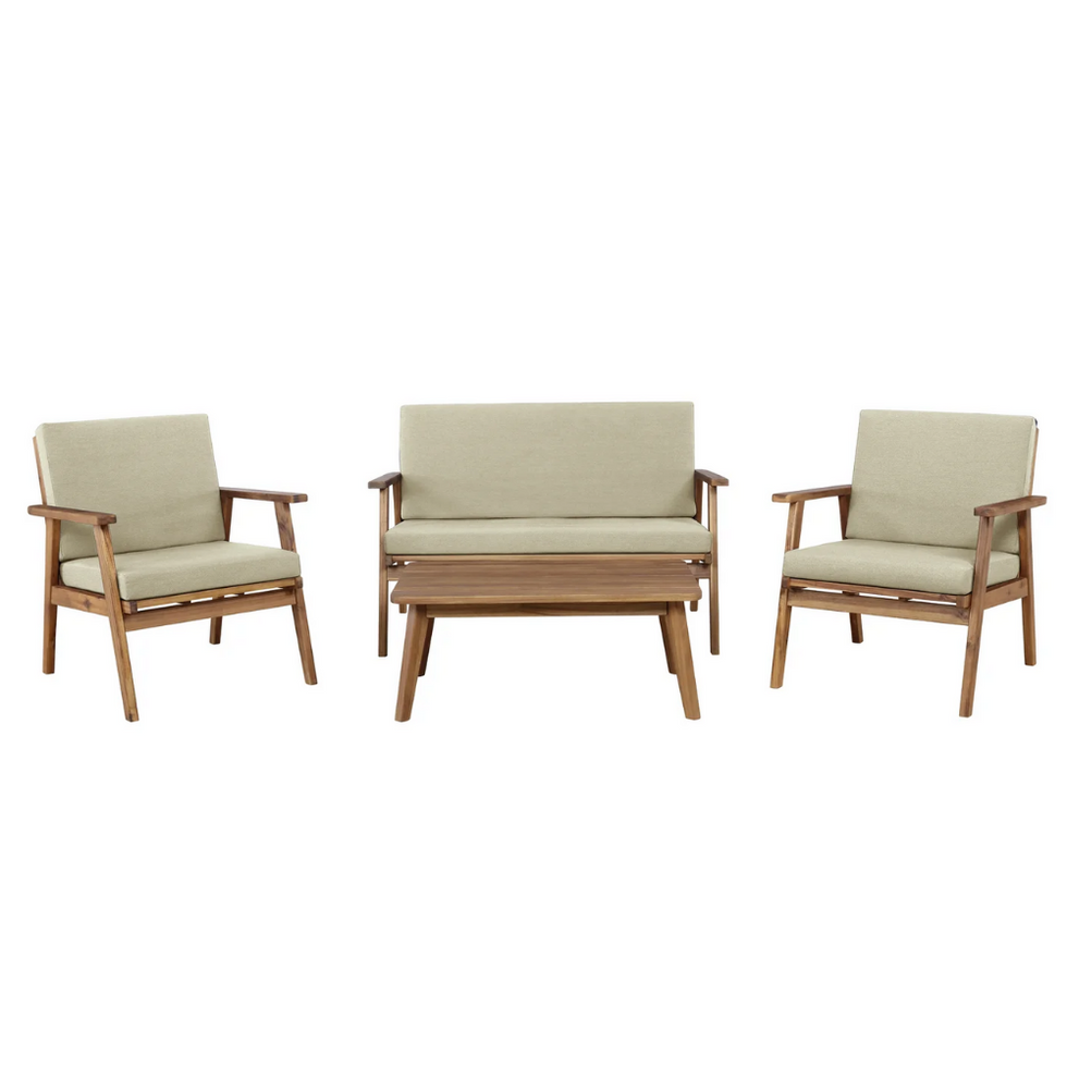 green and brown seating set