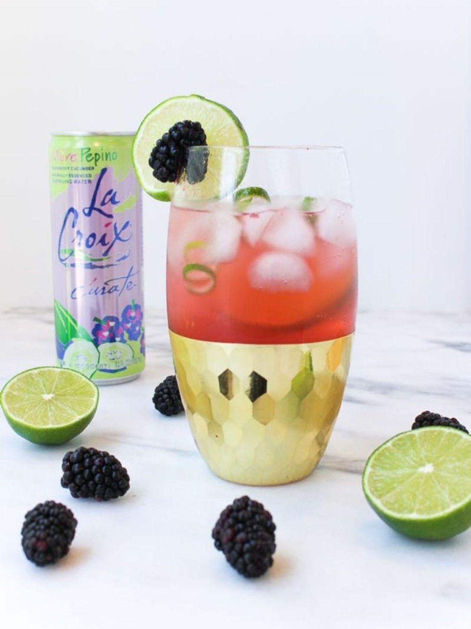 blackberry and lime lacroix mocktail