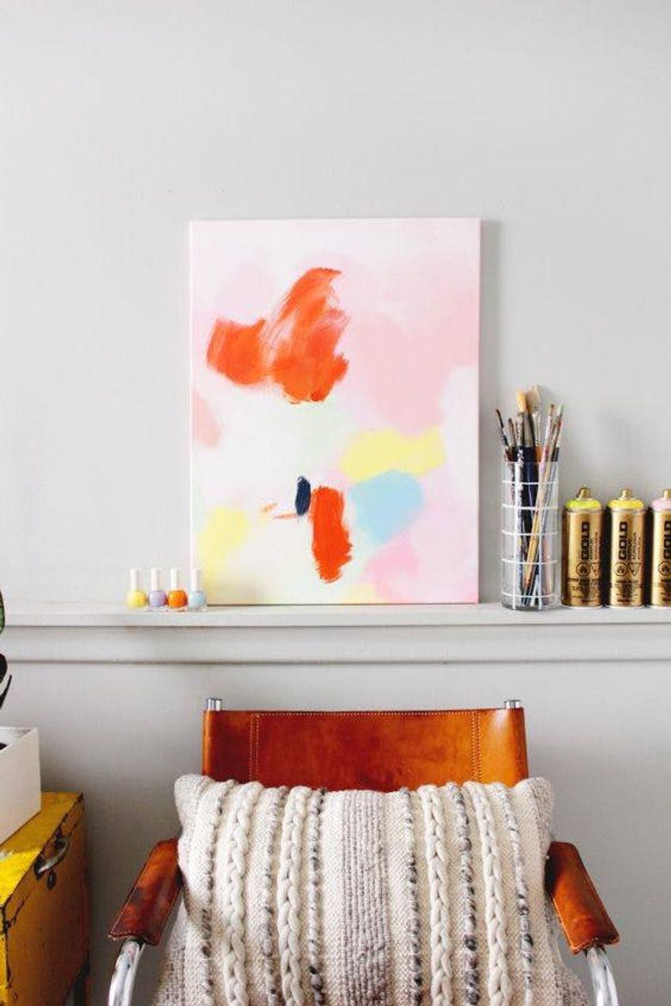 diy Anthropologie hack pastel art canvas with abstract strokes