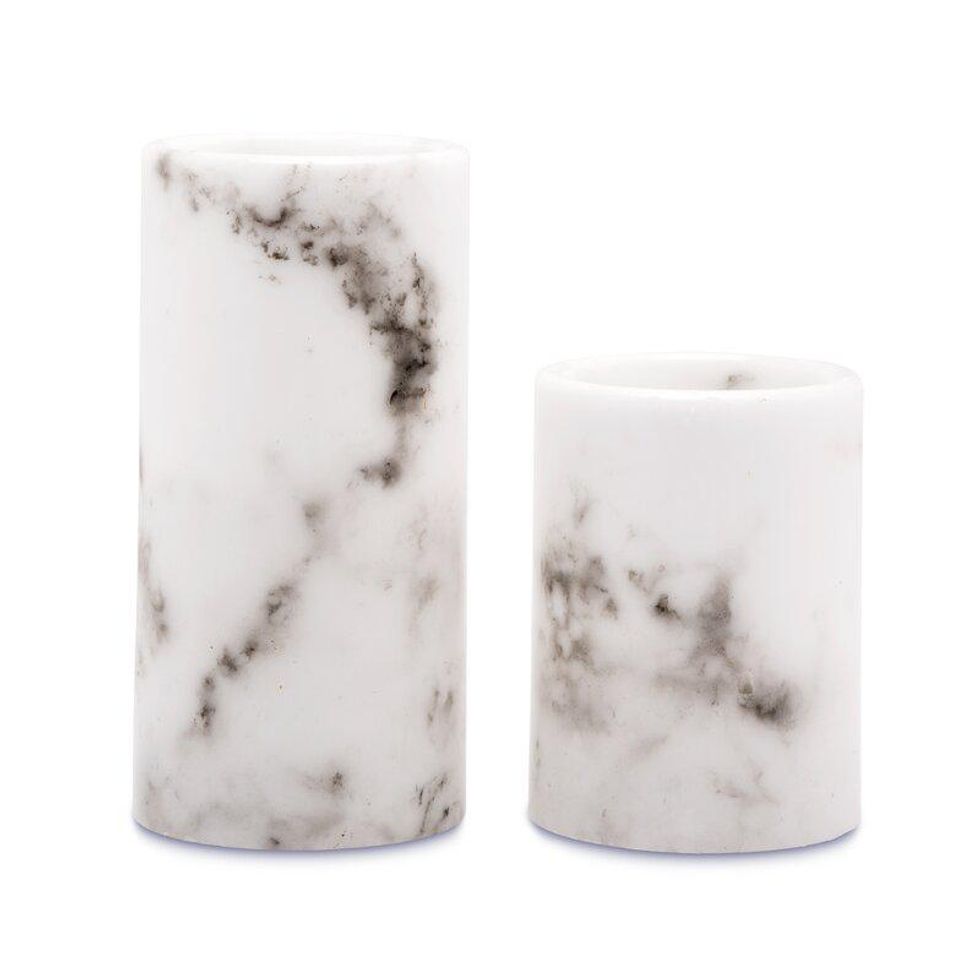 marbleized flameless candles