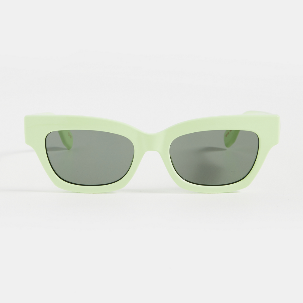 opaque green glasses from le specs x solid & striped