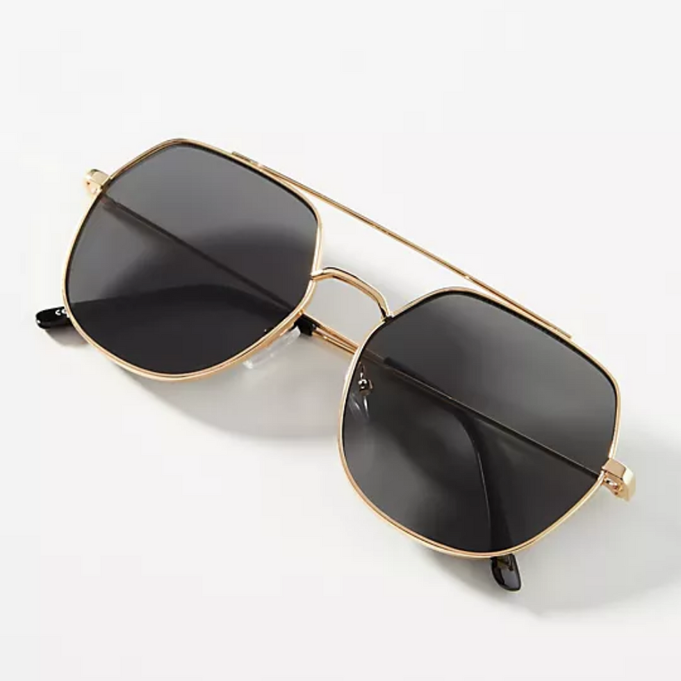 anthropologie square aviators with gold rims