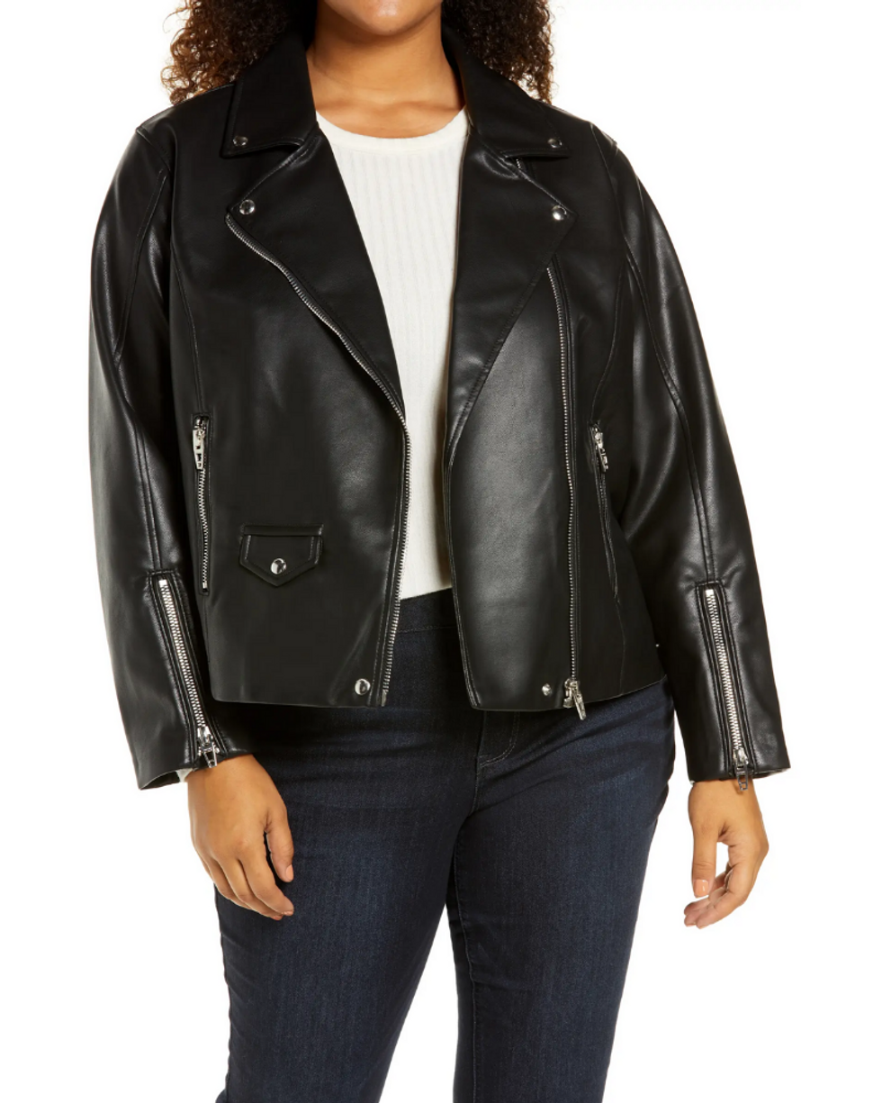 Faux Leather Moto Jacket black