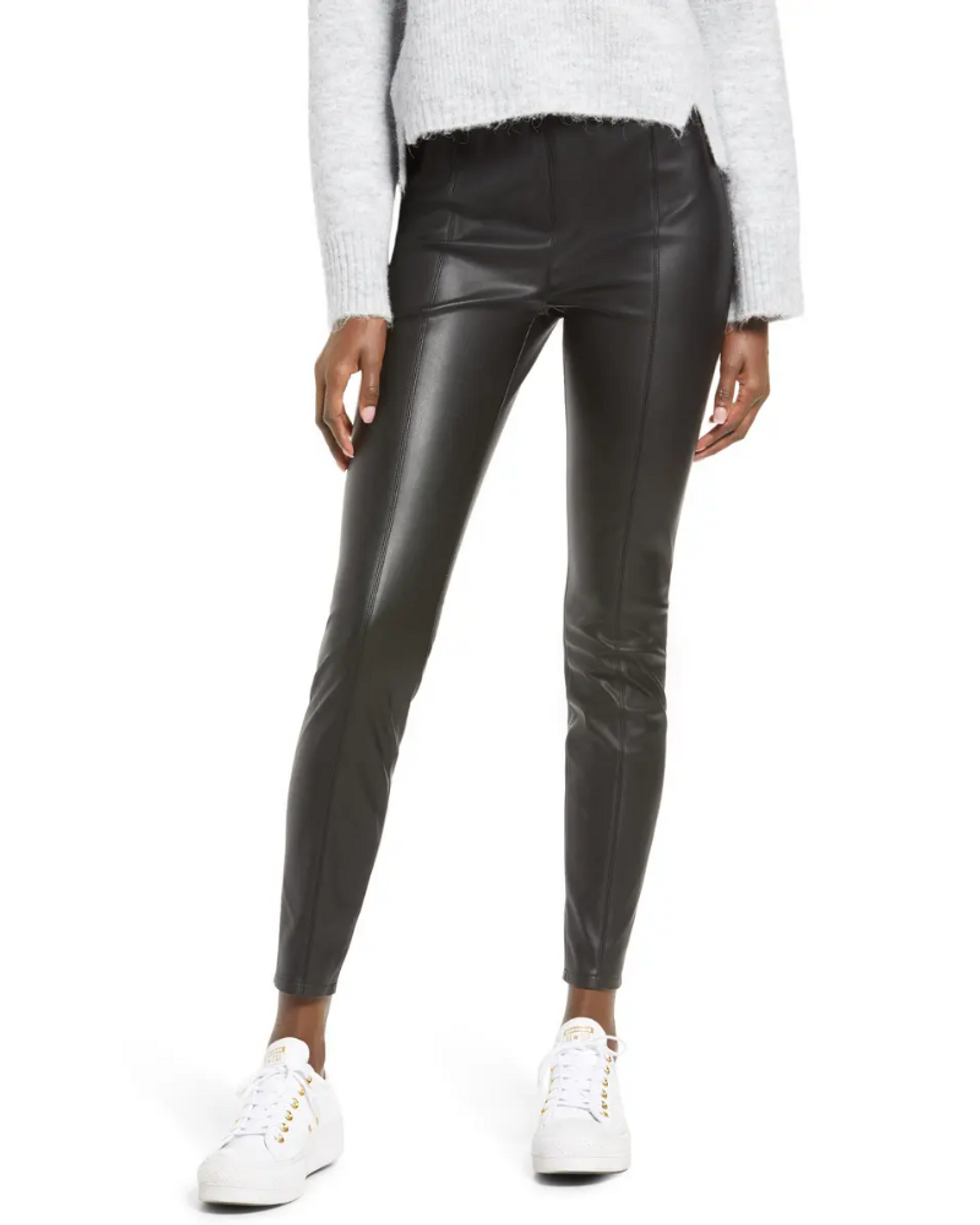 black Night Walks Faux Leather Leggings