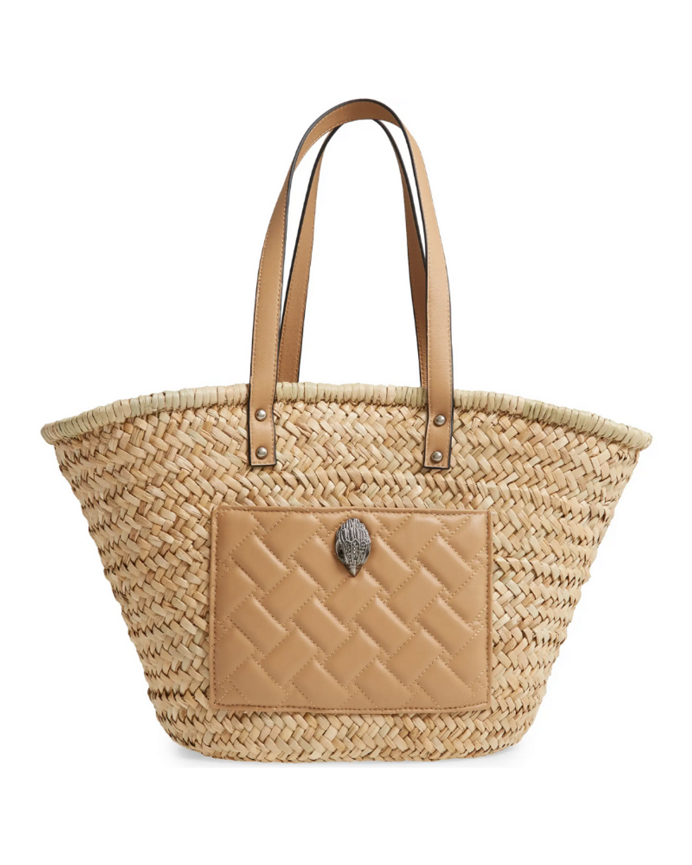 tan Kensington Woven Straw Basket Tote