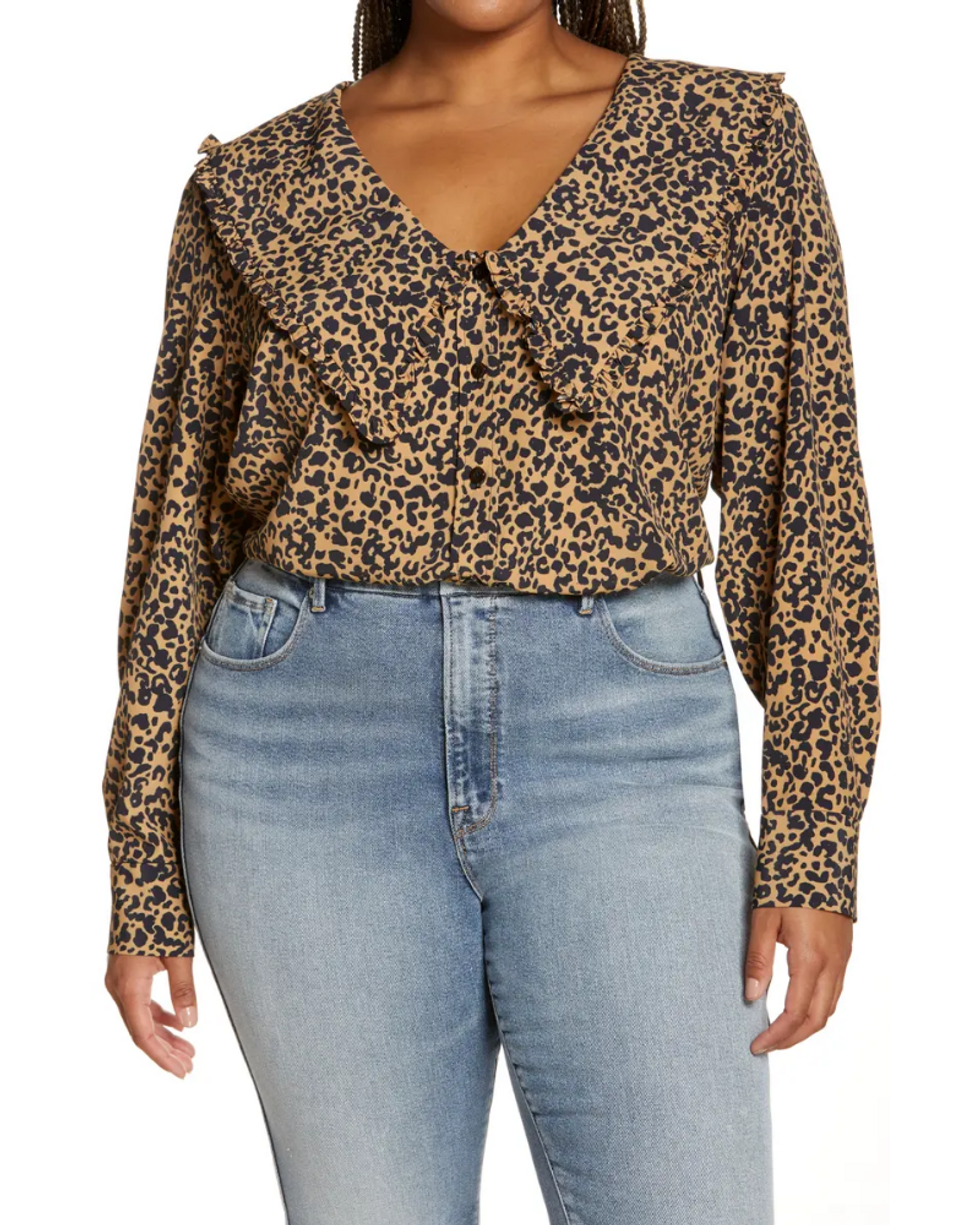 Esther Animal Print Collar Blouse