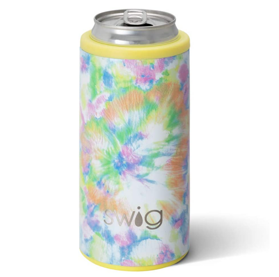 rainbow tie dye Swig Life Skinny Can Cooler