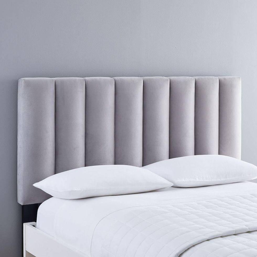 west elm gray channel tufted headboard