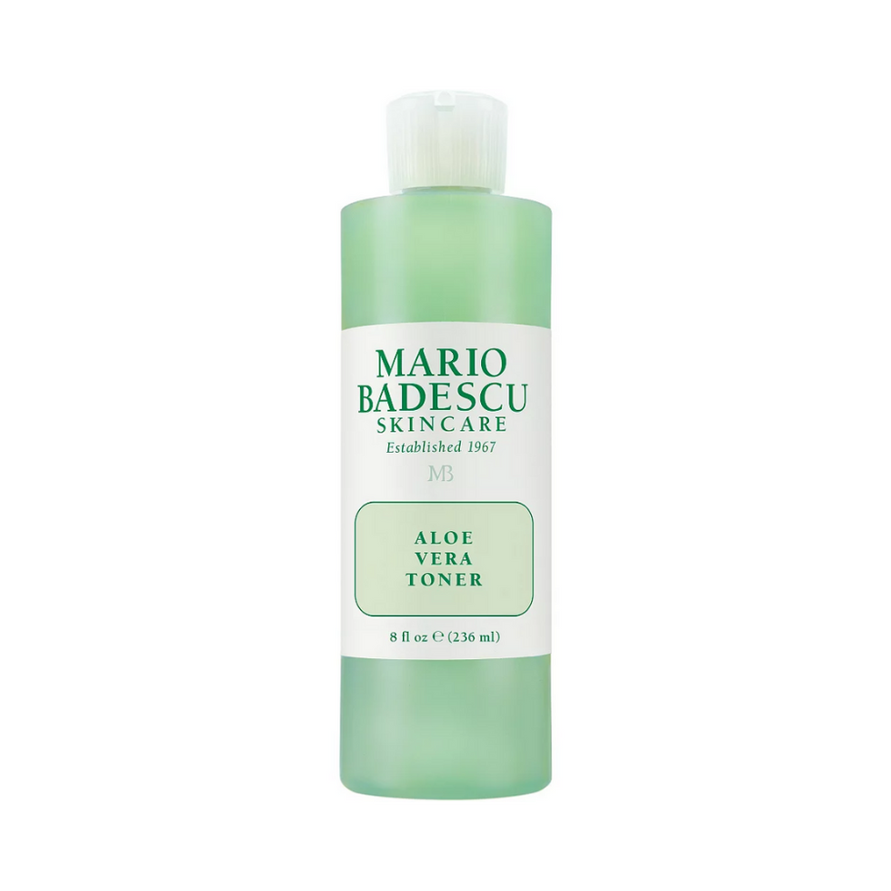 bottle of green mario badescu with green details and lettering