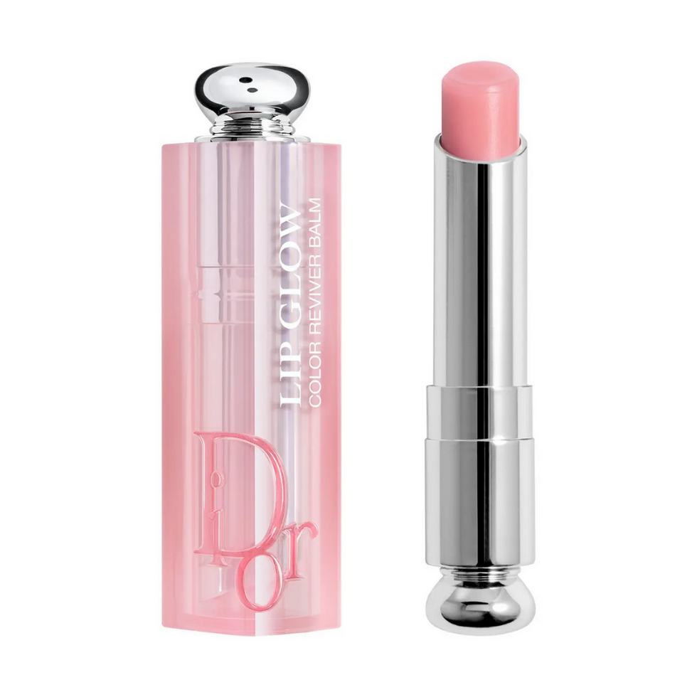 \u200bDior Addict Lip Glow Balm in Pink with pink geometric cap