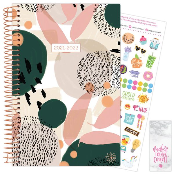 green pink and spotted bloom Soft Cover Daily Planner & Calendar