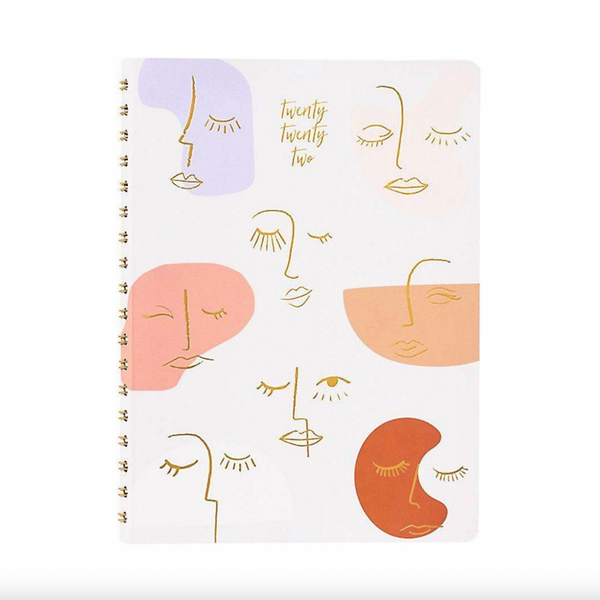 Paper Source 2022 Self Care with gold face art and orange and pink colorful blobs