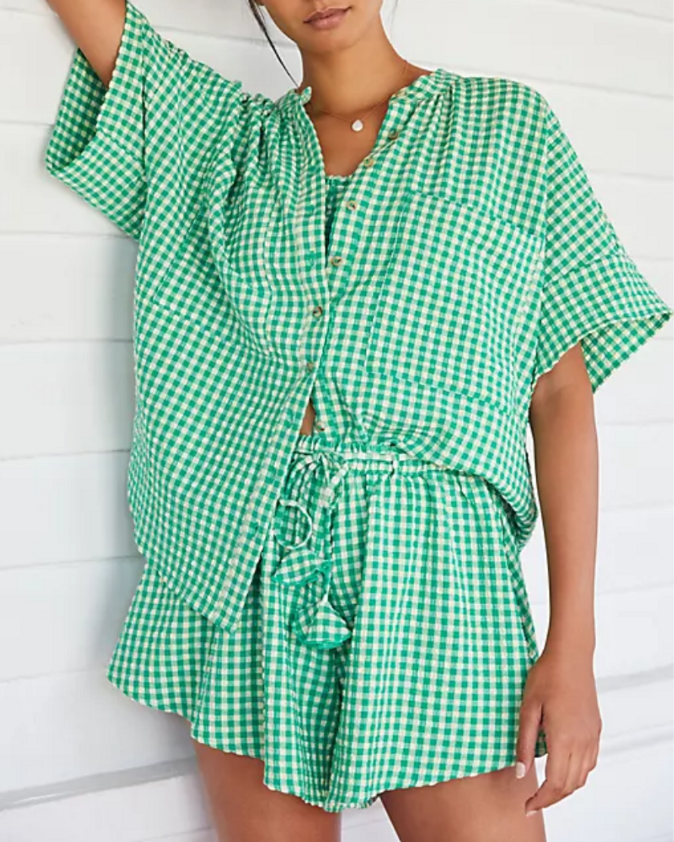 \u200bAnthropologie Gingham Three-Piece Lounge Set