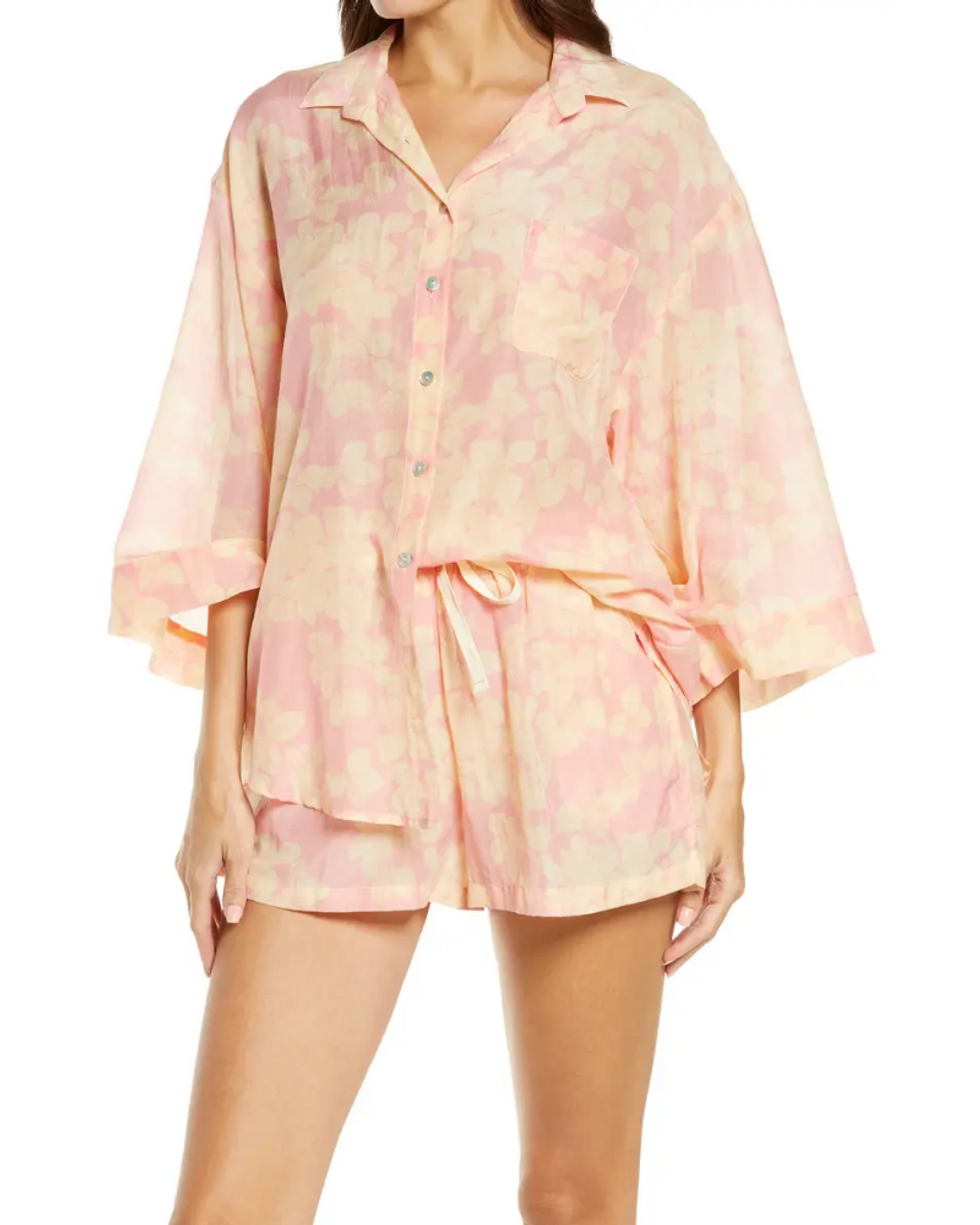 \u200bPapinelle Hydrangea Cotton & Silk Short Pajamas