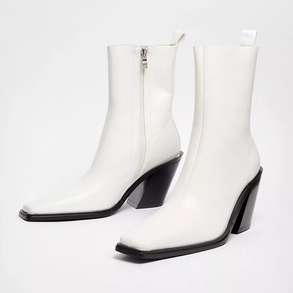 black and white Nasty Gal Western Faux Leather High Ankle Boots