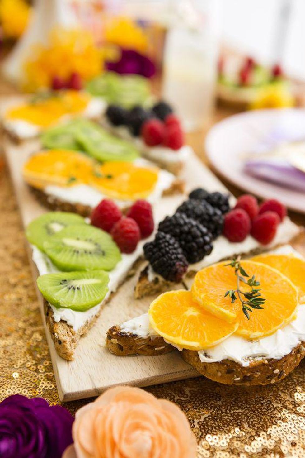 Cream Cheese Toast With Assorted Fruit Topping