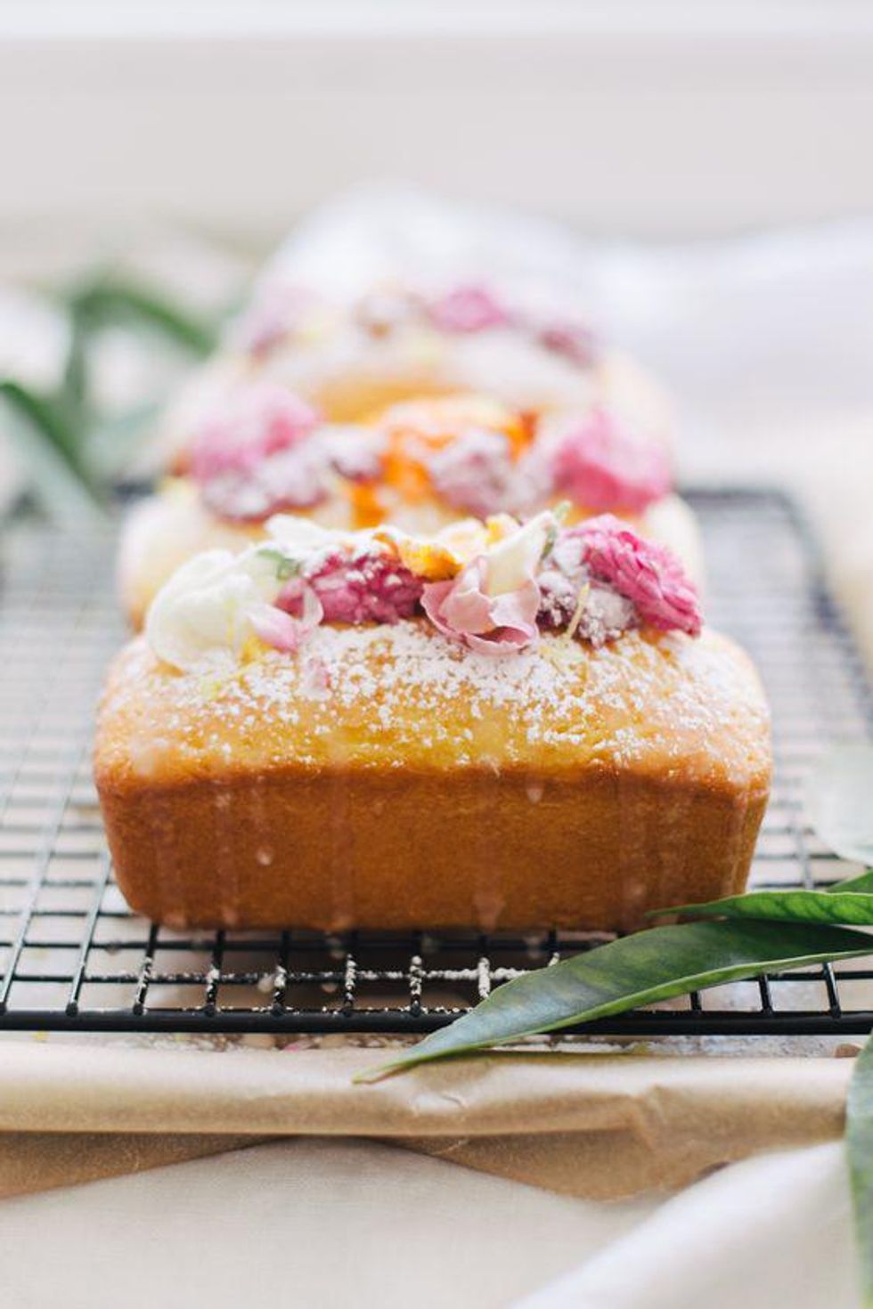 Mini Lemon Loafs With Sugared Flowers