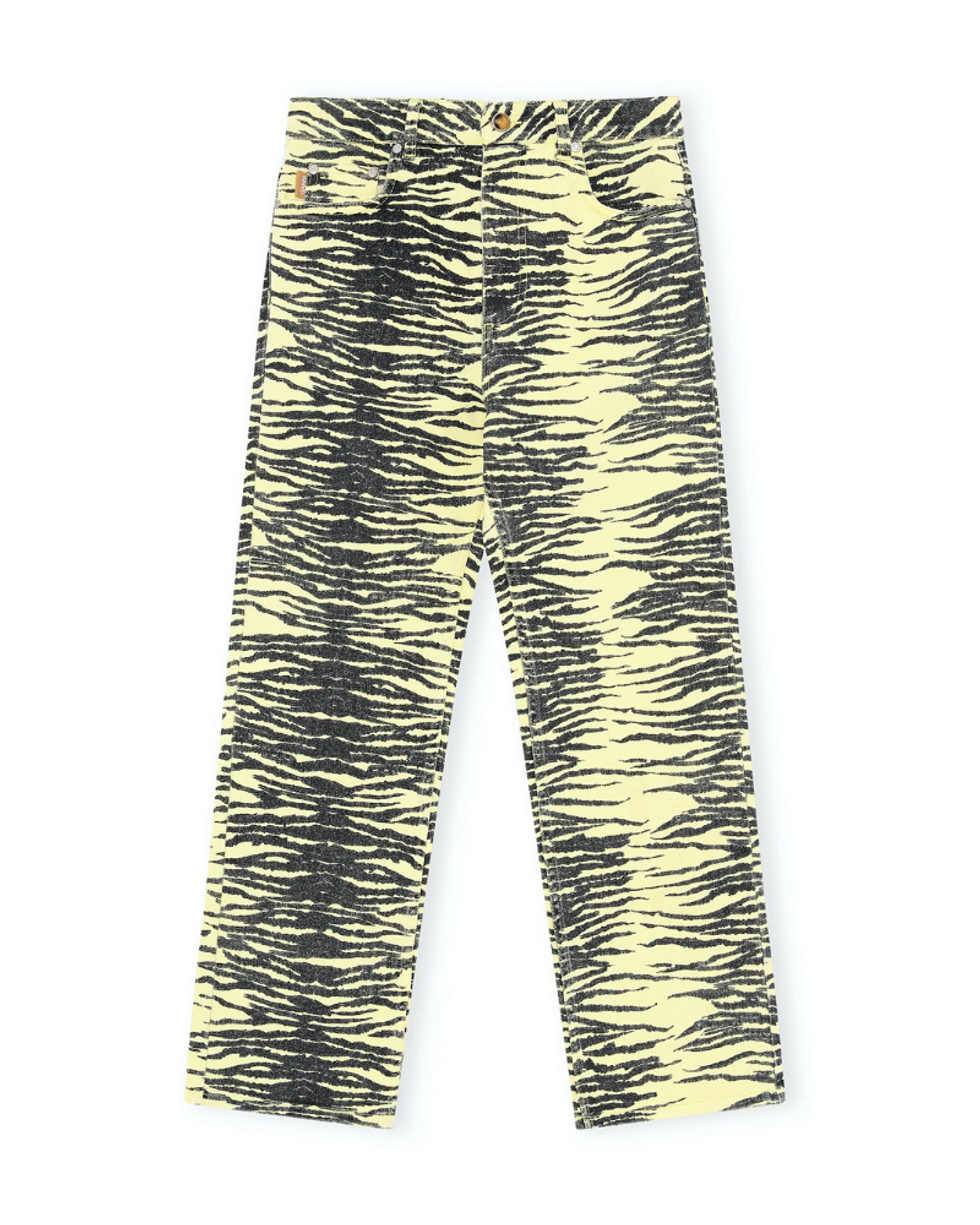 \u200bGanni High Waist Zebra Print Straight Leg Jeans