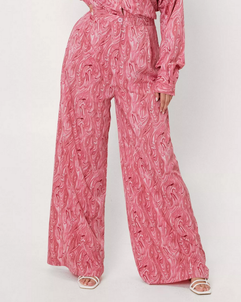 \u200bNasty Gal Marble Print Wide Leg Pants