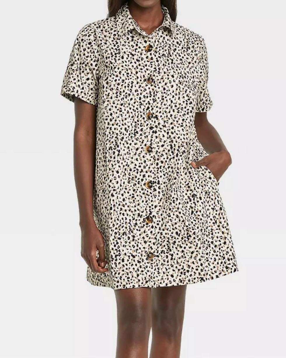 Leopard shirt dress