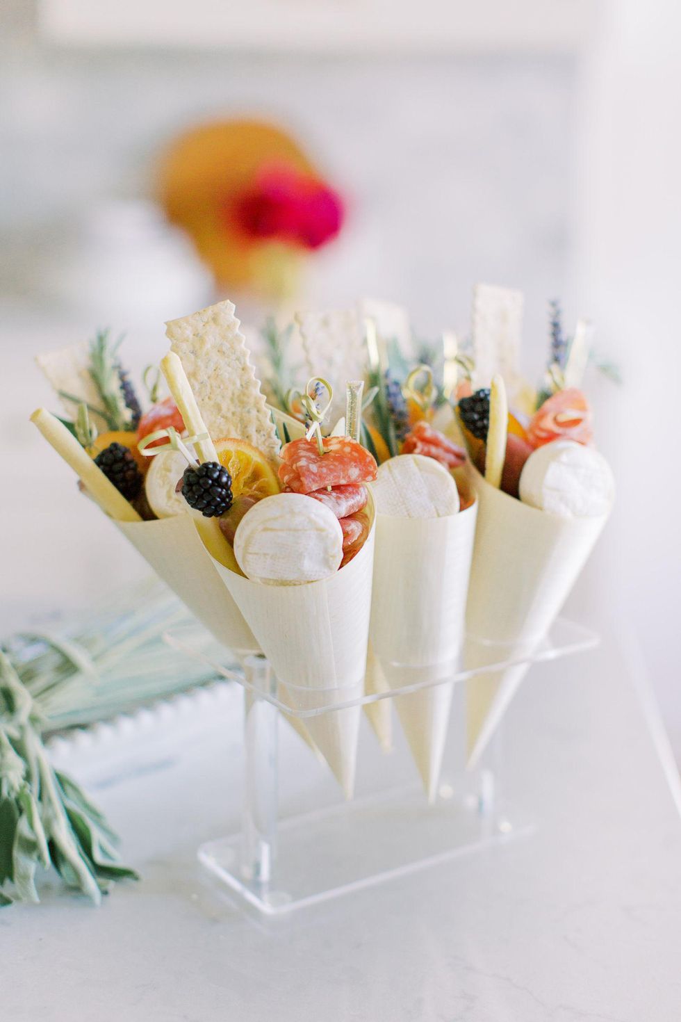 mini charcuterie board cones