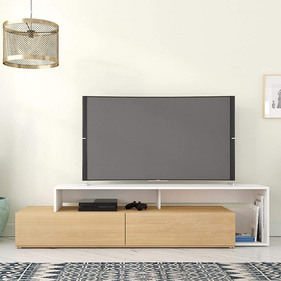 Amazon Natural Maple & White TV Stand